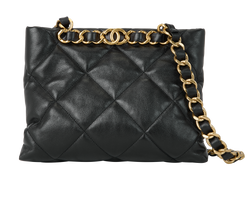 Small Quilted Shopping Bag, Leather, Black, HK8JTGP1(2022/25), DB/B, 3*